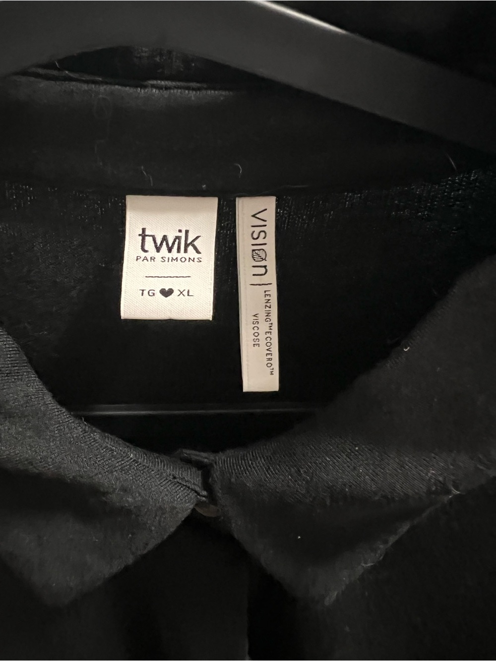☀️Twik Simons Soft Jersey Button Front Shirt Size XL Black Collared ECOVERO Top - Picture 9 of 9